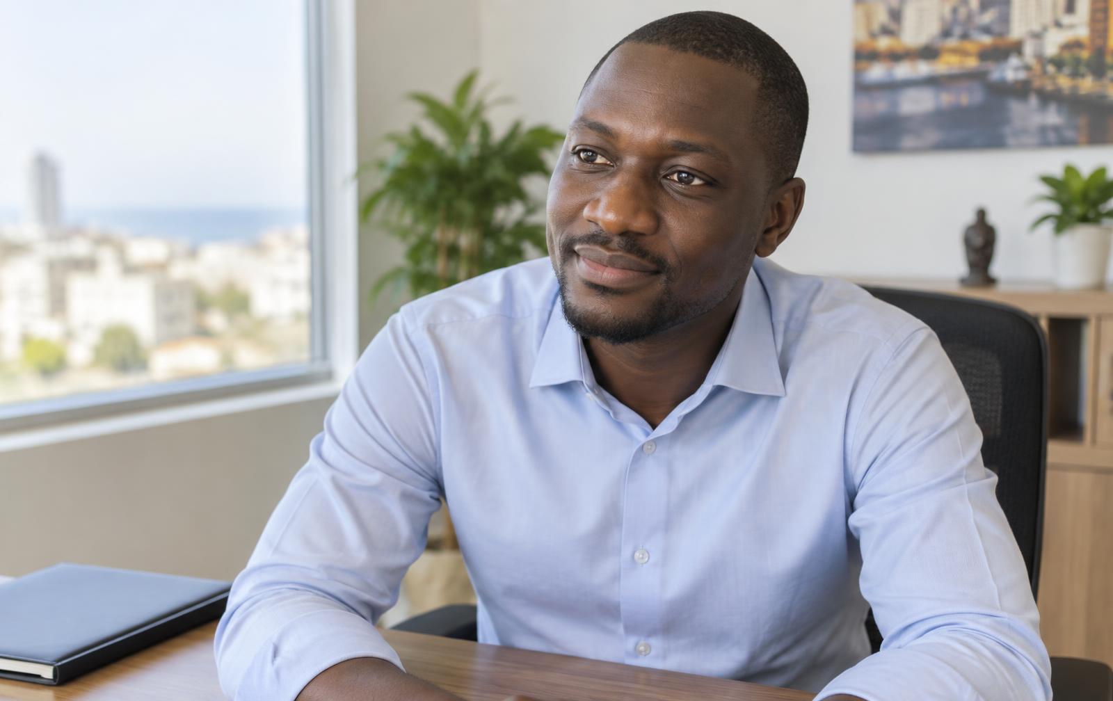 Conseiller en assurance dans son bureau à Dakar